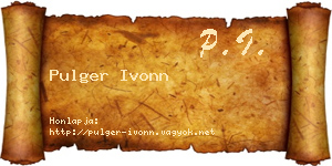 Pulger Ivonn névjegykártya